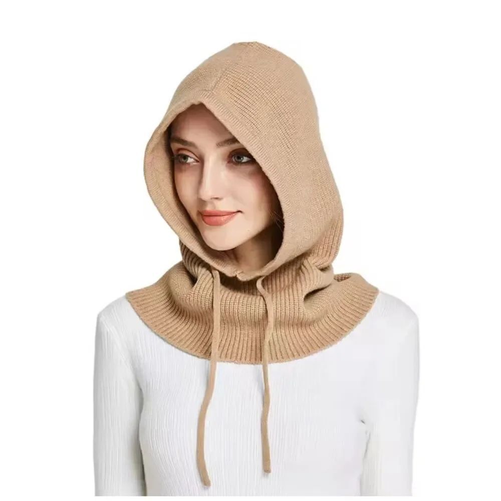 New Women’s Balaclava Tan Soft One Size Drawstring Scarf